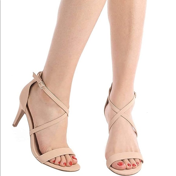Dream pairs Nude Open Toe Pump Sandals - Picture 3 of 4